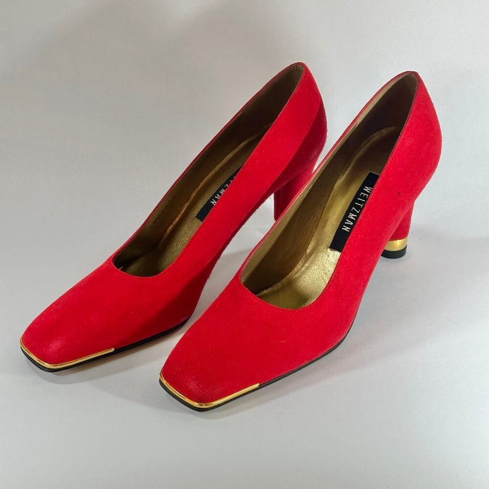 Stewart Weitzman - suede gold tip shoes